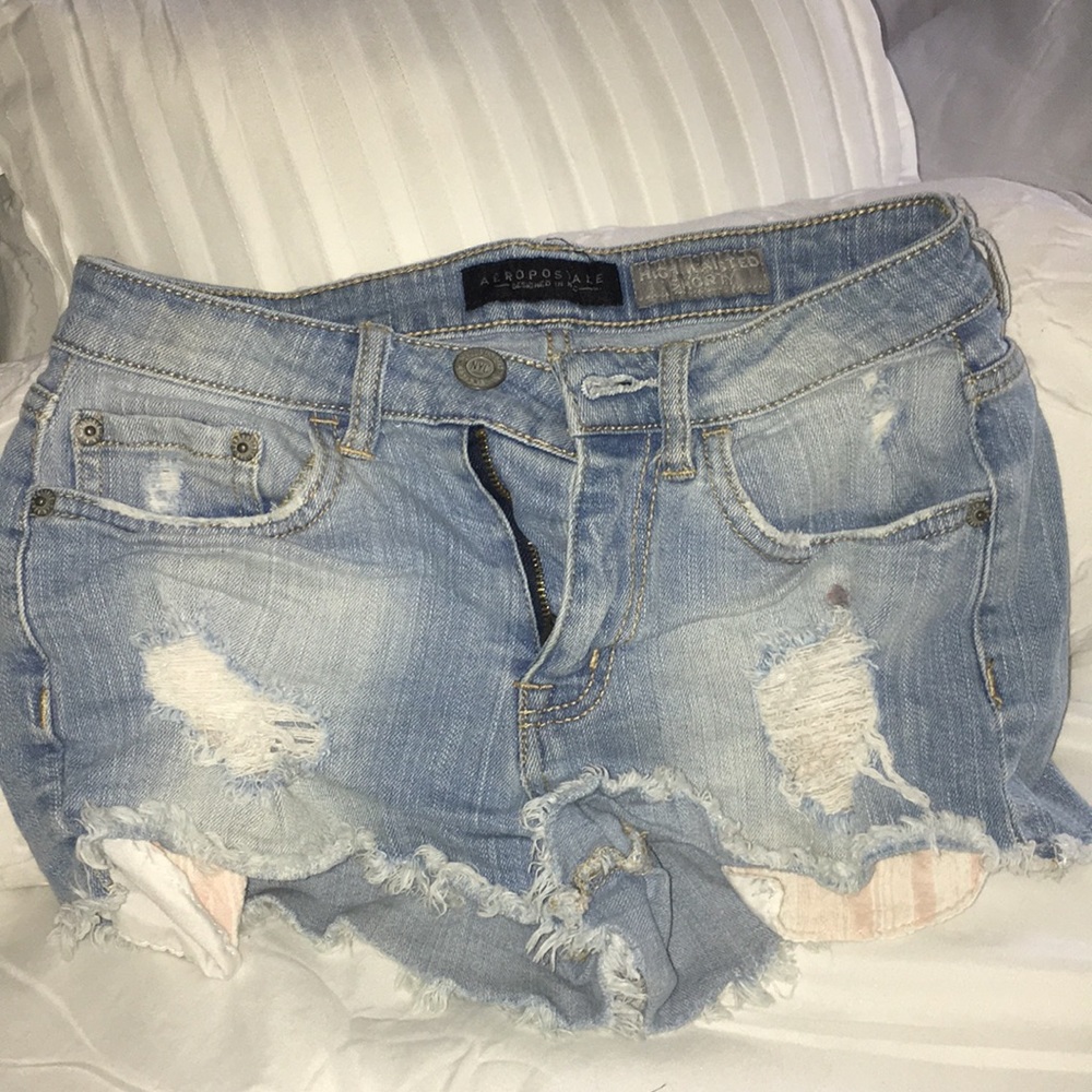 Ripped jean shorts